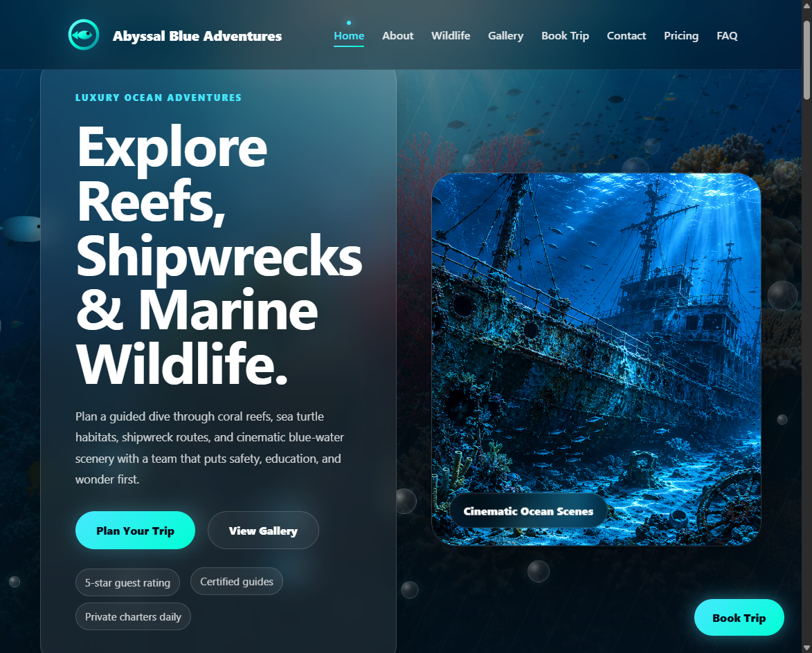 Abyssal Blue Pro Aquarium Website Template preview